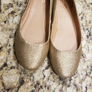 Gold Sparkle flats
